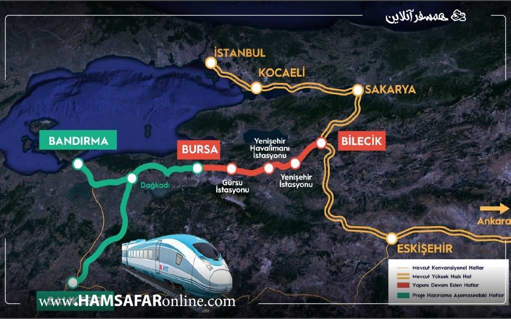 مسیر قطار از استانبول به ازمیر